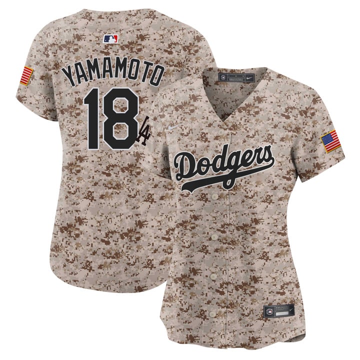 Women Los Angeles Dodgers #18 Yamamoto 2025 camo Stitched 2025 Jersey style 5->women mlb jersey->Women Jersey
